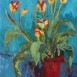 Tulips in Red Vase