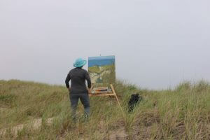 Claire J Kendrick painting en plein air - Cape Cod. MA
